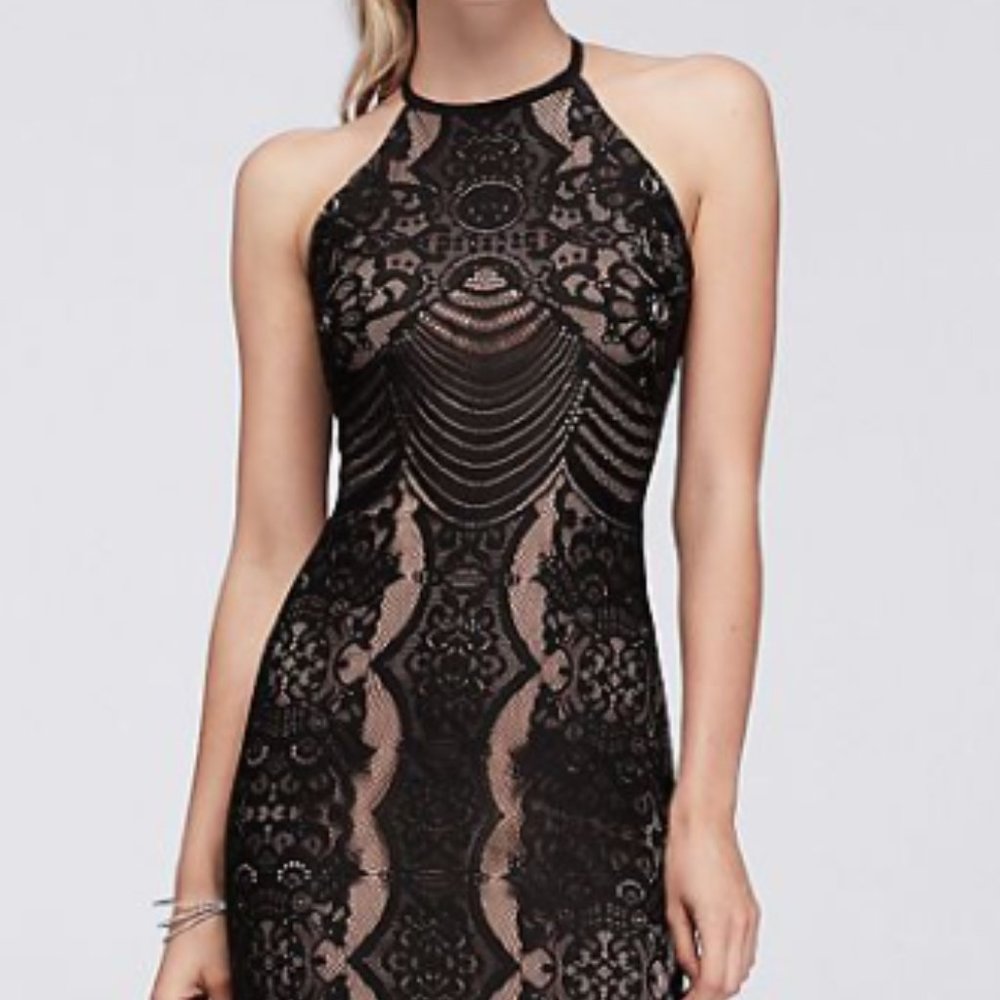 Lace Halter Dress with Keyhole Back